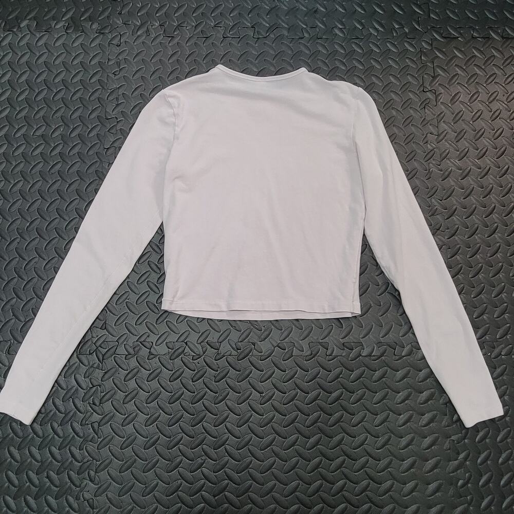 SKIMS Long Sleeve Crop Top Womens Small White Stretch Fitted Basic Tee Capsule - Picture 3 of 6